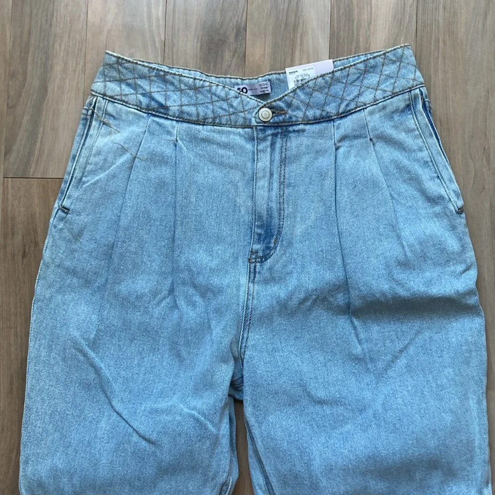 So Super high rise straight woven denim jean pant quilted design waistband 13/31 - Picture 5 of 16